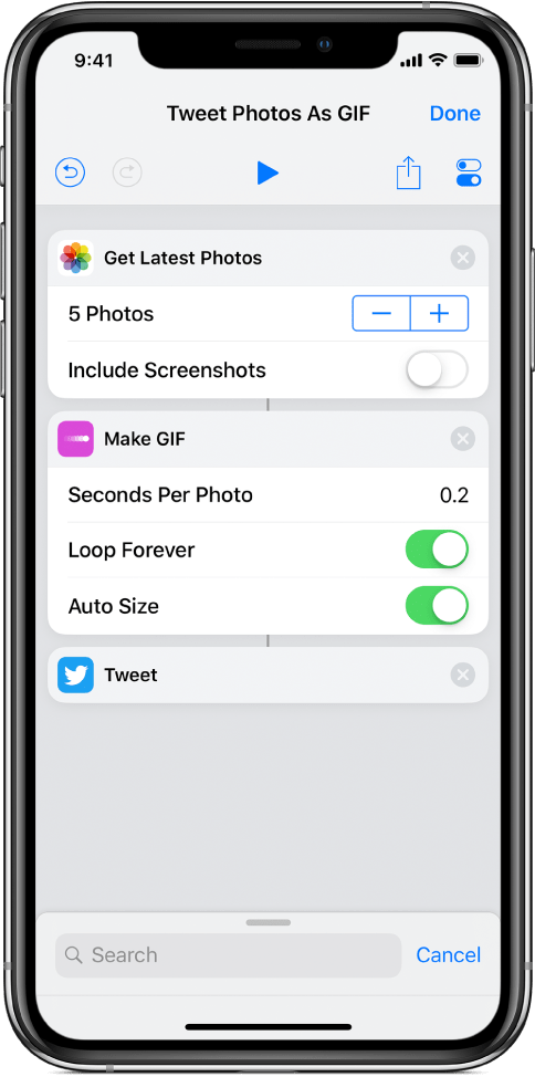 Shortcuts App on  IOS 12