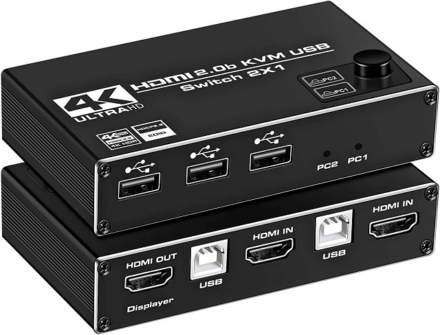 NEWCARE 4K@60Hz 2x1 HDMI 2.0 Ports + 3X USB KVM Ports