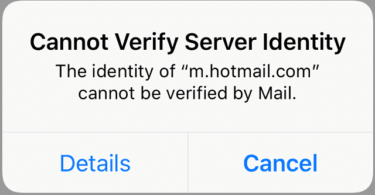 iPhone Cannot Verify Server Identity