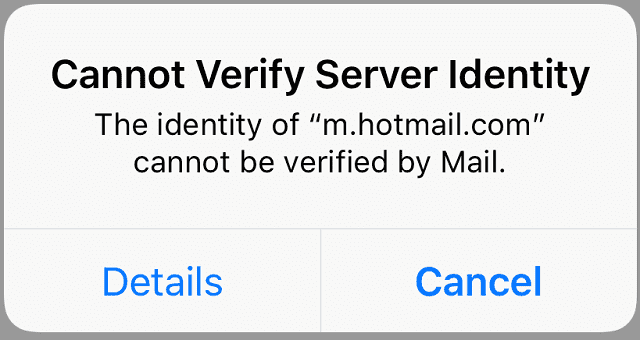 iPhone Cannot Verify Server Identity