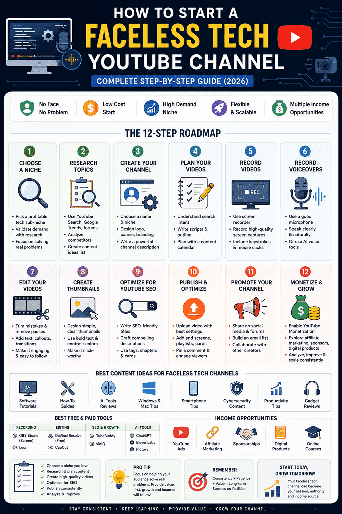 12-step roadmap for starting a faceless tech YouTube channel