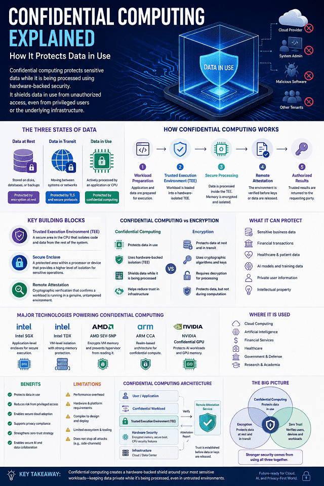How Confidential Computing Protect Data Infographic