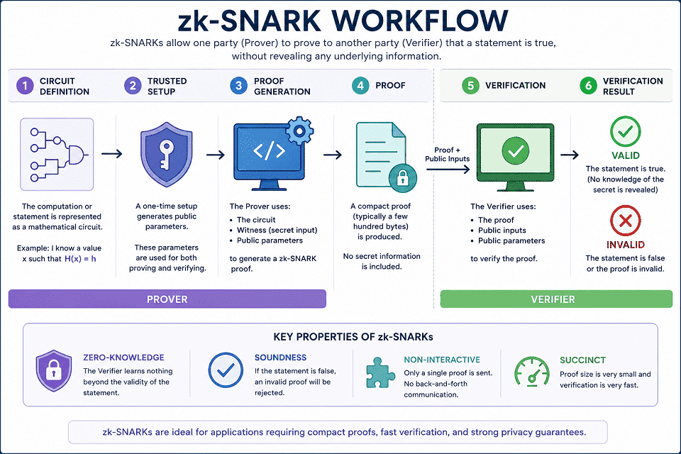 The zk-SNARK Workflow Explained Infographic