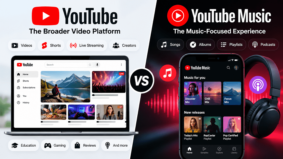 YouTube vs YouTube Music: What's the Difference?